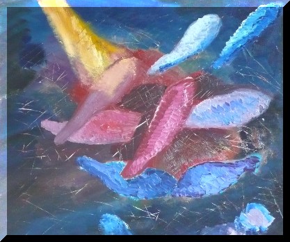 PESCI NELL'OSCURITA' - 50 X 40 - COLLEZIONE PRIVATA